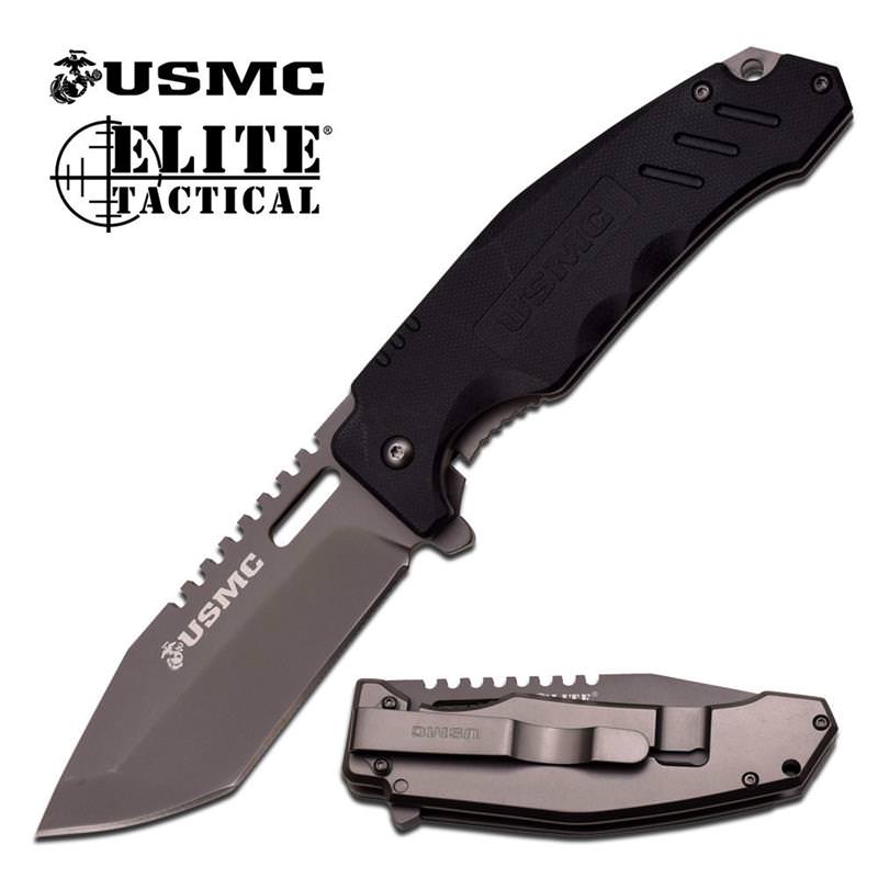 USMC "Dog Face" Marines Pocket Knife Coated 7CR13 Blade G10 Scale Handle - Tophatter's Army Products & Self Defense Collectible Weapons - Tophatter Daily Deals